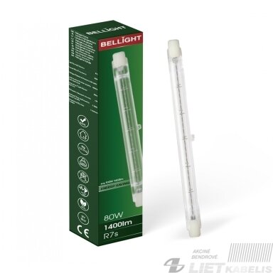 Lempa halogeninė 80W, 3000K, 230V, R7s ,78mm, Bellight