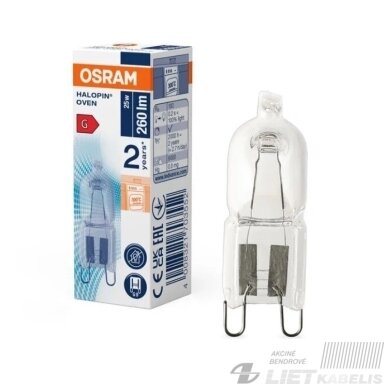 Lempa halogeninė orkaitei 25W, G9, 2700K, 230V, +300°C, OSRAM Lempa halogeninė orkaitei 25W, G9, 2700K, 230V, +300°C, OSRAM