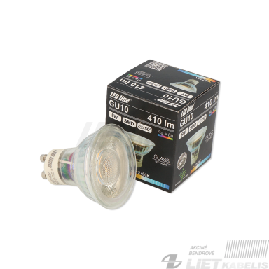 Lempa LED 5W, GU10, 410lm, 2700K, stiklinė, LEDline Lempa LED 5W, GU10, 410lm, 2700K, stiklinė, LEDline