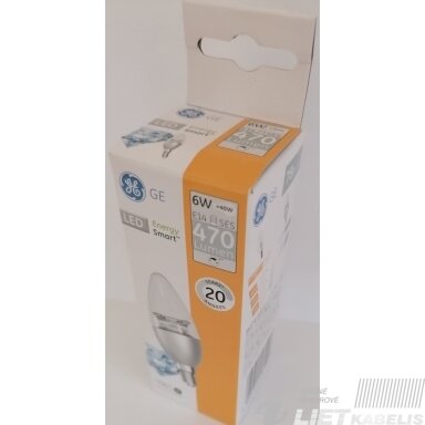 Lempa LED 6W, E14, 2700K,470lm, GE Lempa LED 6W, E14, 2700K,470lm, GE