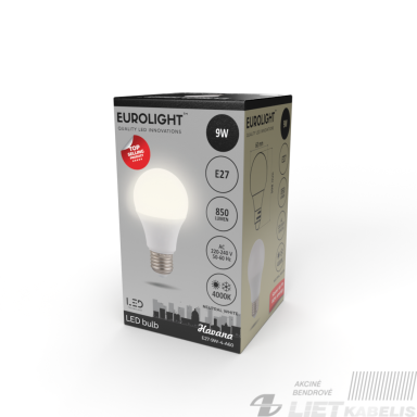Lempa LED 10W, E27, 4000K, 850lm, EUROLIGHT