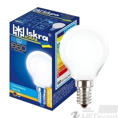 Lempa P45, 60W, E14, matinė,  burbuliukas, Iskra