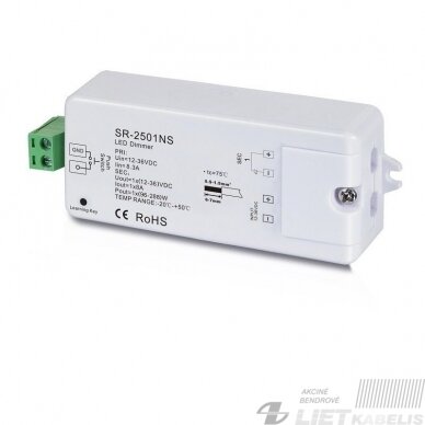 LED juostų valdymo sistemos imtuvas SR-2501NS(push-dim)12-36V 8A, Sunricher LED juostų valdymo sistemos imtuvas SR-2501NS(push-dim)12-36V 8A, Sunricher