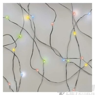 LED girlianda NANO, 3Vac (2xAA), 1.9m, 20 x LED, įvairių spalvų LED, su laikmačiu, EMOS 1