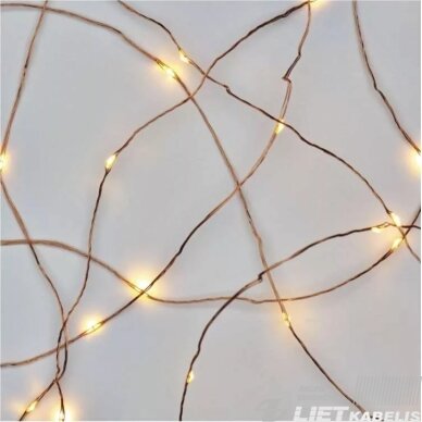 LED girlianda NANO, 3Vac (2xAA), 1.9m, 20 x LED, šiltai balta, su laikmačiu, EMOS 1