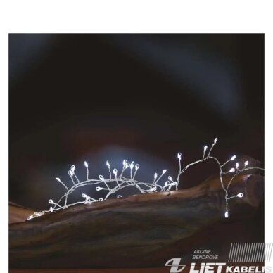 LED girlianda NANO, 4.5Vac (3xAA), 2.4m, 100 x LED, šaltai balta, su laikmačiu, EMOS 4