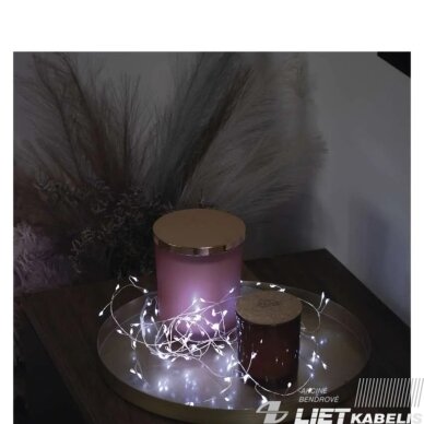 LED girlianda NANO, 4.5Vac (3xAA), 2.4m, 100 x LED, šaltai balta, su laikmačiu, EMOS 5