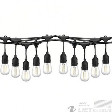 LED girlianda sodo 15W, 3000K, 1200lm, juoda, 15m, IP44, Reus&Helle LED girlianda sodo 15W, 3000K, 1200lm, juoda, 15m, IP44, Reus&Helle