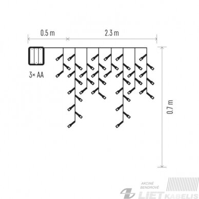 LED girlianda/užuolaida 2,3x0,7m, 120LED lempučių, ZY2059, IP44,maitinama baterijomis 3 x AA, šiltai balta Emos 2 LED girlianda/užuolaida 2,3x0,7m, 120LED lempučių, ZY2059, IP44,maitinama baterijomis 3 x AA, šiltai balta Emos 2