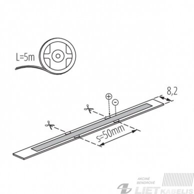 LED juosta 10W, 4000K, 460lm/W,24V, IP65, KANLUX 3 LED juosta 10W, 4000K, 460lm/W,24V, IP65, KANLUX 3