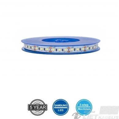 LED juosta 12V 9.6W/m nehermetiška IP20 šiltai balta 2700K 120LED/m 115lm/W PLUS AKTO 1