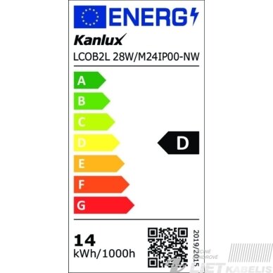 LED juosta 28W/m LCOB2L 24V, 4000K, 4090lm, KANLUX 2