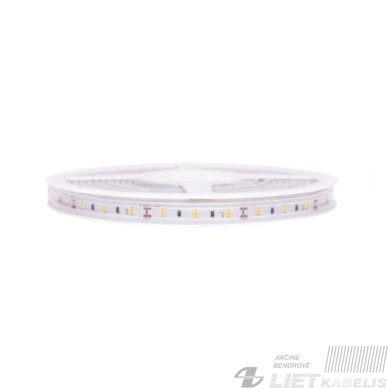 LED juosta, 5m ritė, 12V 4.8W/m hermetiška IP68, T formos, šiltai balta 3000K 108lm/W LED juosta, 5m ritė, 12V 4.8W/m hermetiška IP68, T formos, šiltai balta 3000K 108lm/W