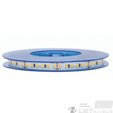 LED juosta, 5m ritė, 24V 28W/m nehermetiška IP20 šilta balta 3000K 168LED/m, Bridgelux SMD 1