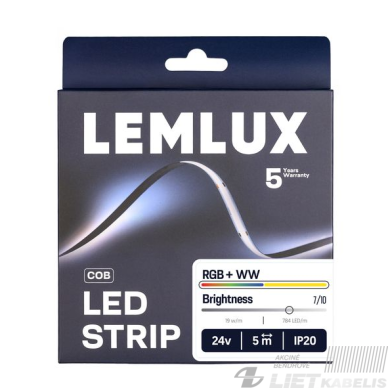 LED juosta RGB COB+WW 19W, 24V, IP20, LEMLUX LED juosta RGB COB+WW 19W, 24V, IP20, LEMLUX