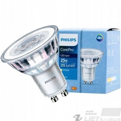 LED lempa 2,7W, GU10, 3000K, 225lm, 36°, Philips