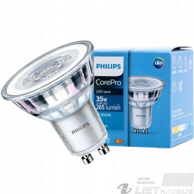 LED lempa 3,5W, GU10, 3000K, 265lm, 36°, Philips