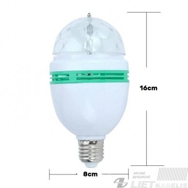 LED Lempa 3W, E27,  RGB 1