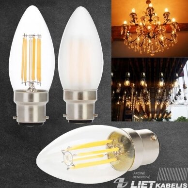LED lempa filamentinė 3.4W, E14, 2700K, 470lm, dimeriuojama, PHILIPS 2 LED lempa filamentinė 3.4W, E14, 2700K, 470lm, dimeriuojama, PHILIPS 2