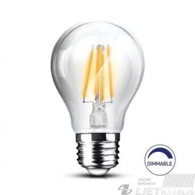 LED lempa filamentinė 8W, E27, 2700K, 806lm, dimeriuojama, Braytron LED lempa filamentinė 8W, E27, 2700K, 806lm, dimeriuojama, Braytron
