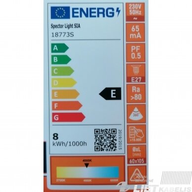 LED lempa filamentinė 8W, E27, 900lm, 2700K, Spector light 2