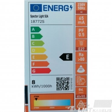 LED lempa filamentinė 8W, E27, 900lm, 4000K, Spector light 2
