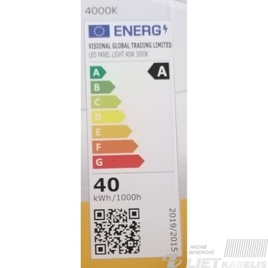 LED panelė  40W, 4000K, 4800lm, 600x600mm, VISIONAL 2