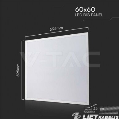 LED panelė 40W, 4800lm, 4000K, 600x600mm, V-tac 2