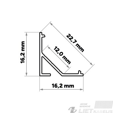 LED profilio komplektas ARRE kampinis, aliuminis, anoduotas, matinis dangtelis 3 m 4