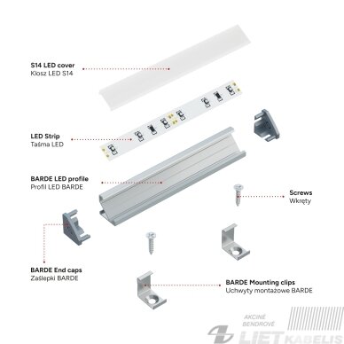 LED profilio komplektas BARDE kampinis, juodas, anoduotas, matinis dangtelis 2.02 m 4 LED profilio komplektas BARDE kampinis, juodas, anoduotas, matinis dangtelis 2.02 m 4
