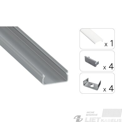 LED profilio komplektas EGEN paviršinis platus, aliuminis, anoduotas, matinis dangtelis 3 m LED profilio komplektas EGEN paviršinis platus, aliuminis, anoduotas, matinis dangtelis 3 m