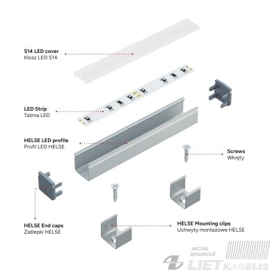 LED profilio komplektas HELSE paviršinis aukštas, juodas, anoduotas, matinis dangtelis 2.02 m 4 LED profilio komplektas HELSE paviršinis aukštas, juodas, anoduotas, matinis dangtelis 2.02 m 4