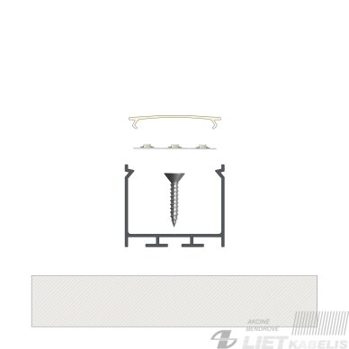 LED profilio komplektas NORS paviršinis/pakabinamas, juodas, anoduotas, matinis dangtelis 3 m 1