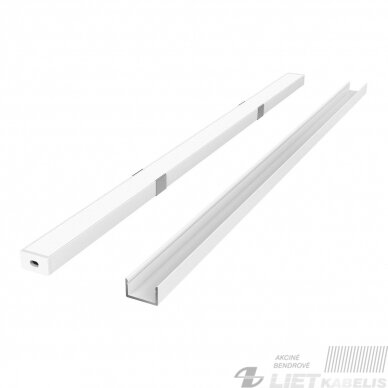 LED profilis komplektas pridedamas baltas su dangteliu laikikliu ir akle, 2m, LEDline LED profilis komplektas pridedamas baltas su dangteliu laikikliu ir akle, 2m, LEDline
