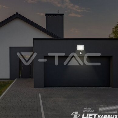 LED prožektorius 10W, 4000K, 800lm, su judesio davikliu, IP65, V-TAC 2 LED prožektorius 10W, 4000K, 800lm, su judesio davikliu, IP65, V-TAC 2