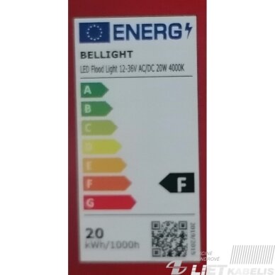LED prožektorius 12-36V, 20W, 4000K, 1600Lm, IP65, Bellight 1