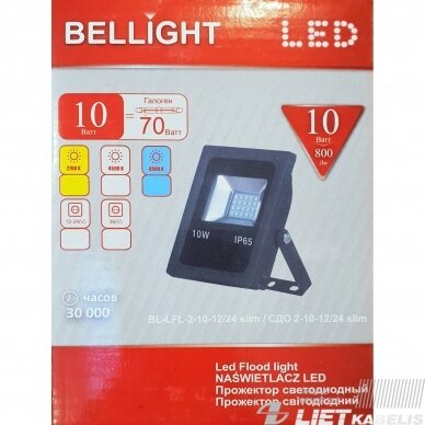 LED prožektorius 12-36V, 10W, 4000K, 800Lm, IP65, Bellight 4