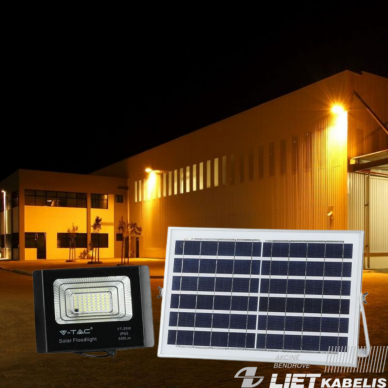 LED prožektorius 12W, 4000K, 550lm,  su pulteliu, saulės baterija, IP65, V-Tac
