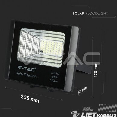 LED prožektorius 12W, 4000K, 550lm,  su pulteliu, saulės baterija, IP65, V-Tac 5