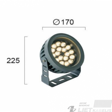 LED Prožektorius 18W, 3000K, 1980Lm, pilkas IP66, ERMIS 1 LED Prožektorius 18W, 3000K, 1980Lm, pilkas IP66, ERMIS 1