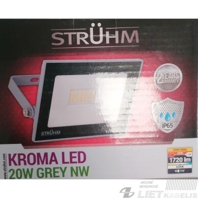 LED prožektorius 20W, 4500K, 1600LM, IP65, pilkas, STRUHM 4 LED prožektorius 20W, 4500K, 1600LM, IP65, pilkas, STRUHM 4