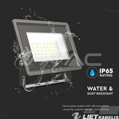 LED prožektorius 30W, 4000K, 2510lm, IP65, V-TAC 1 LED prožektorius 30W, 4000K, 2510lm, IP65, V-TAC 1