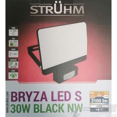 LED prožektorius BRYZA S 30W, 4100K, 3100lm, su judesio davikliu, IP65, Struhm 1