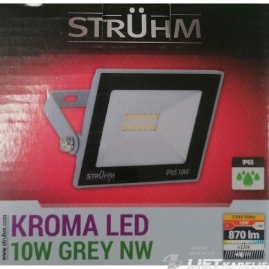 LED prožektorius KROMA 10W, 4500K, 810Lm, IP65, pilkas, Struhm 3