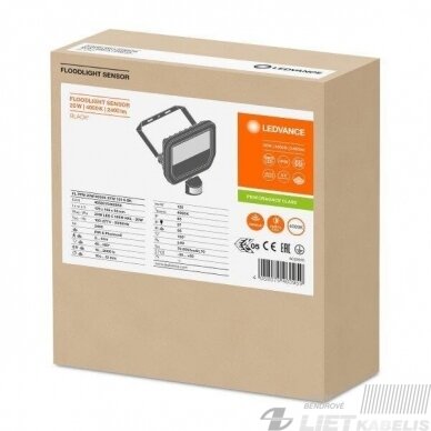 LED prožektorius su judesio davikliu 20W, IP65, 4000K,2400Lm, juodas,Ledvance 1 LED prožektorius su judesio davikliu 20W, IP65, 4000K,2400Lm, juodas,Ledvance 1