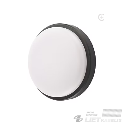 LED šviestuvas 15W, 4000K, 1200Lm, virštinkinis apvalus juodas, IP54, SPECTOR Light
