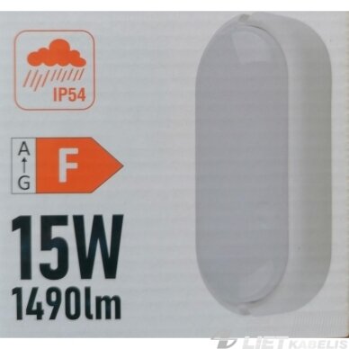 LED šviestuvas 15W, 4000K, 1490LM, IP54, ovalus baltas, SPECTORLIGHT 4