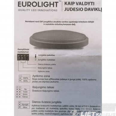 LED šviestuvas 18W, 4000K IP65, su judesio davikliu, Eurolight Hamburg 2