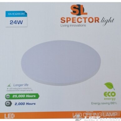 LED šviestuvas 24W, 4000K, 2600lm ,IP20, pridedamas apvalus, Spector Light 2