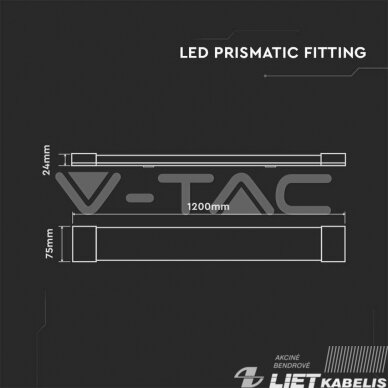 LED šviestuvas 40W,  4000K, 4800Lm, 120cm, IP20, V-TAC 1